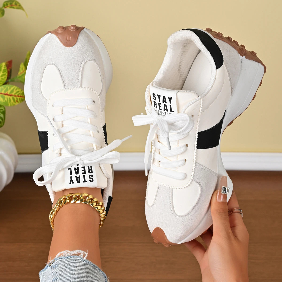 Women's High-Quality Thick-Soled Running Sneakers – Casual Luxury Lace-Up Sneakers