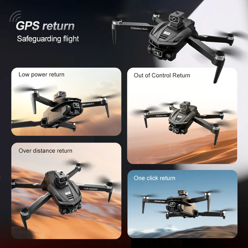 V168 Max Drone 8K Professional 5G GPS HD Dual Camera Photography 5KM Brushless Foldable Large Screen RC Quadcopter Toys