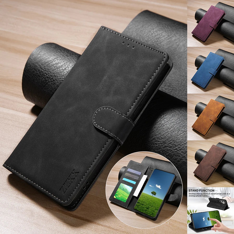 Wallet With Card Slot Bracket Magnetic Flip Leather Case For Samsung Galaxy S26 Ultra S26 Plus A37 A57 Anti-drop Cover