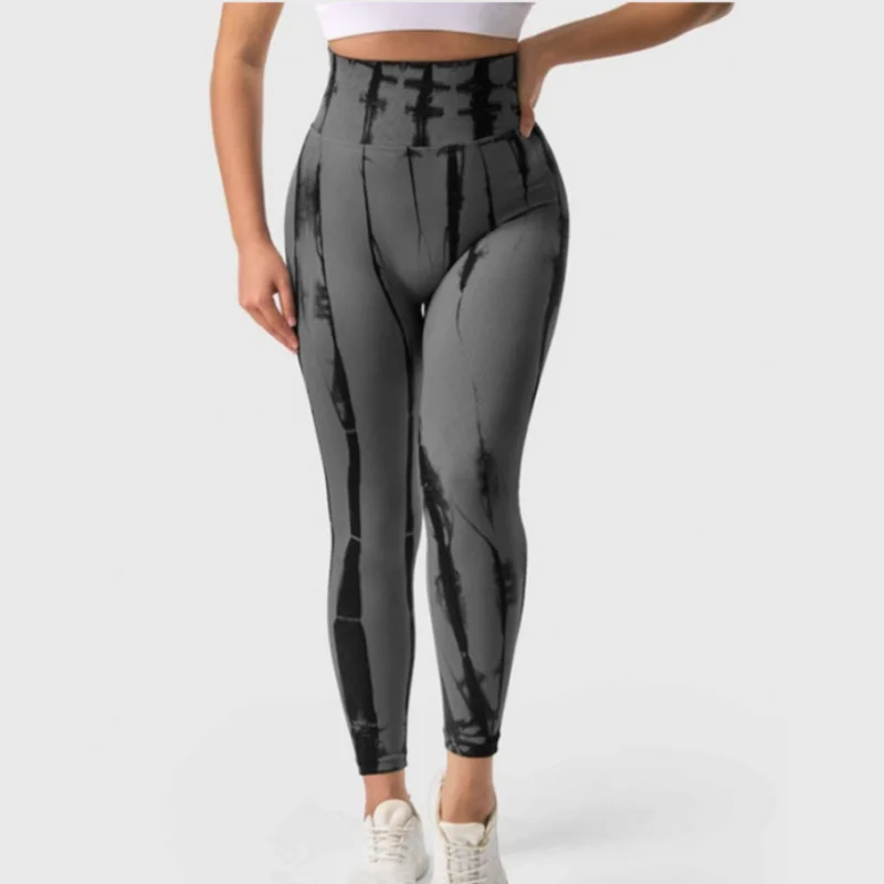 Tie Dye Sport Leggings with High Waist Push Up Woman Tights