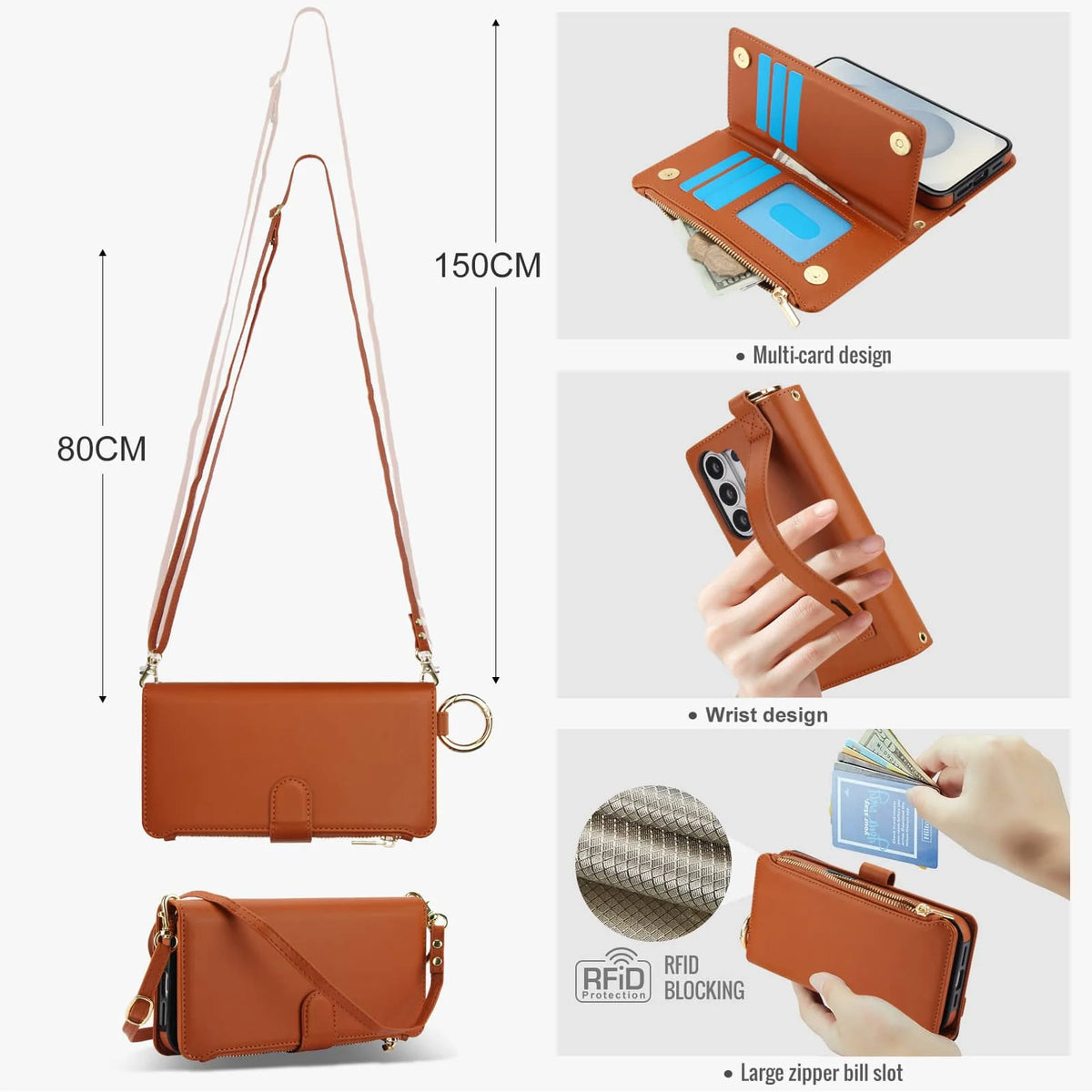 For Samsung Galaxy S26 Ultra/S26 Plus/S26 Wallet Case with Zipper Card Holder RFID Blocking, Flip Folio Book Shockproof Cover