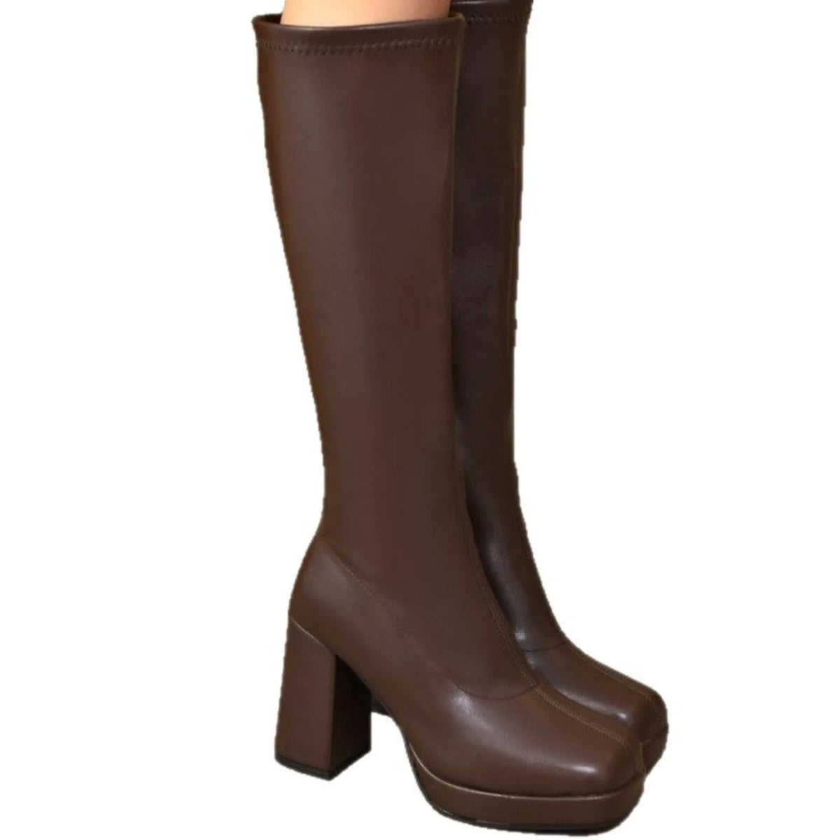 Women Knee Boots winter Autumn Fashion Retro Long Platform High Heels Comfortable Non Slip Outdoor Leather Boots Botas Mujer