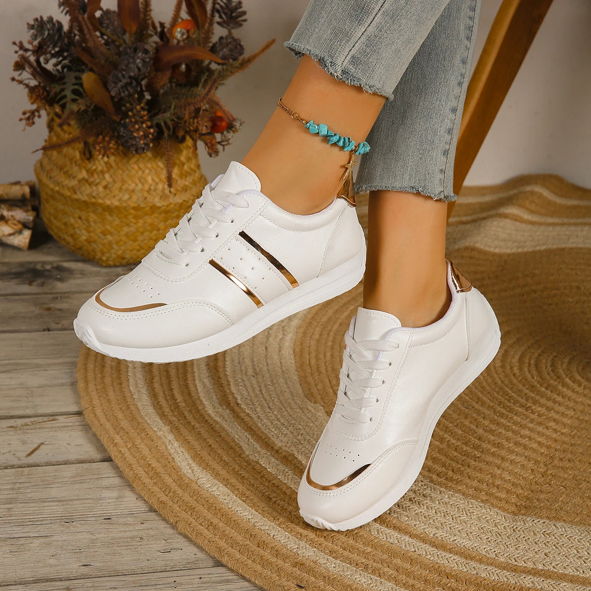 Women Sneakers Lightweight Platform Sneakers Women Leather Patchwork Casual Sport Sneakers for Outdoor Running