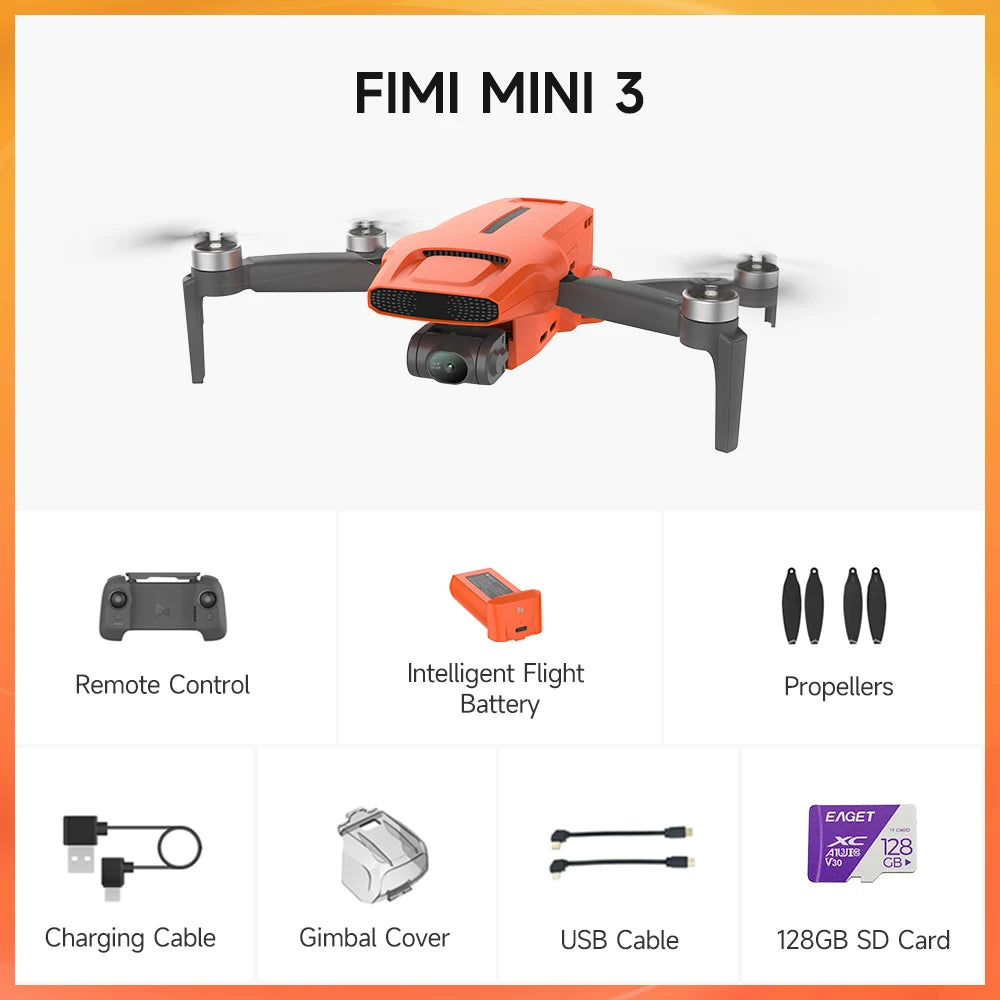 FIMI MINI 3 Camera 245g Ultra-lightweight 4K 60fps AI Super Night Professional Drone 3-axis Gimbal Camera Auto Return Mode 9km