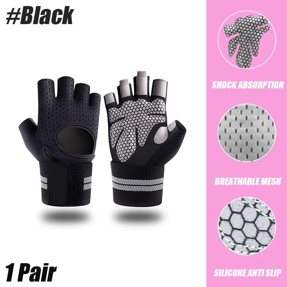 Weightlifting Gloves Men Barbell Gym Fitness with Wrist Support for Cossfit Training