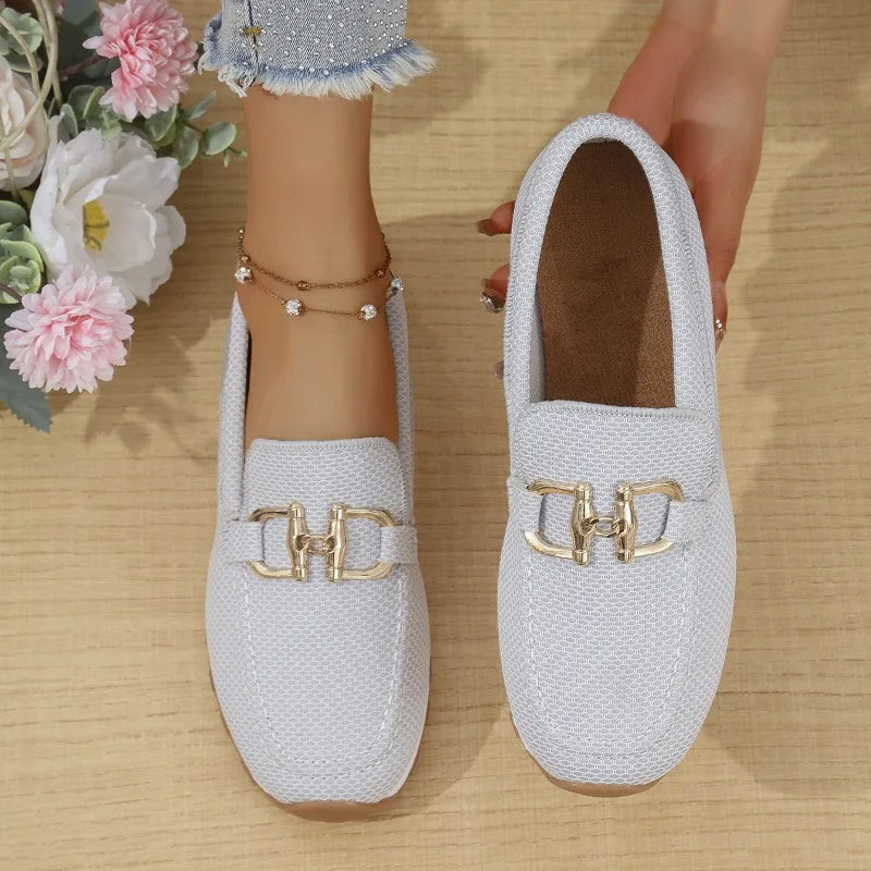 Women's White Mesh Casual Sneakers: Lightweight Breathable Walking Flat Shoes