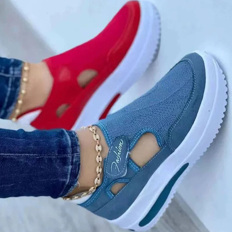Women's Summer Platform Breathable Red Casual Sports Shoes