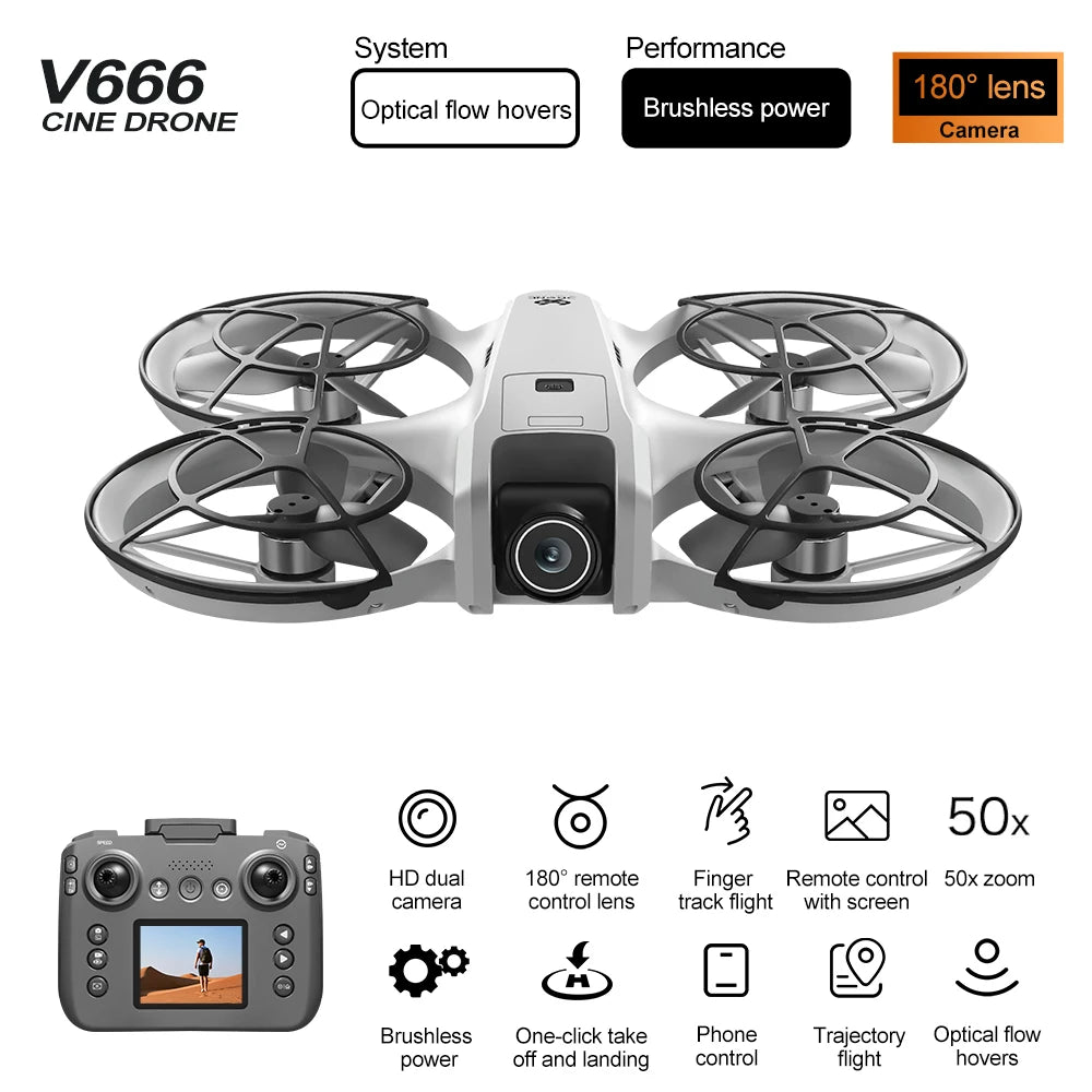 New V666 Mini Drone 4K Professional Aerial 8k Dual Camera Intelligent obstacle avoidance Brushless Quadcopter Kid RC Toy