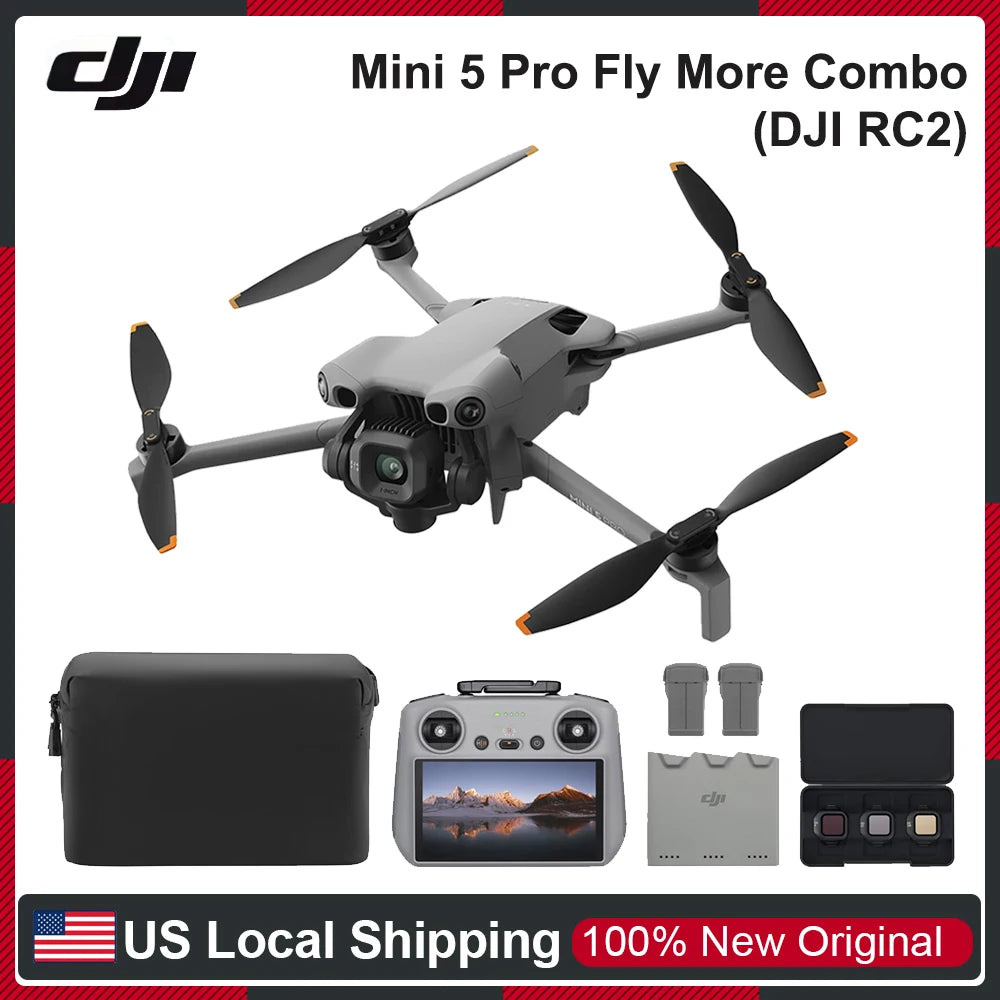 DJI Mini 5 Pro Fly More Combo RC2 DJI Drone 4K Professional RC 2 Remote Control Drones with 1-Inch CMOS 4K Camera Drone for Beginners