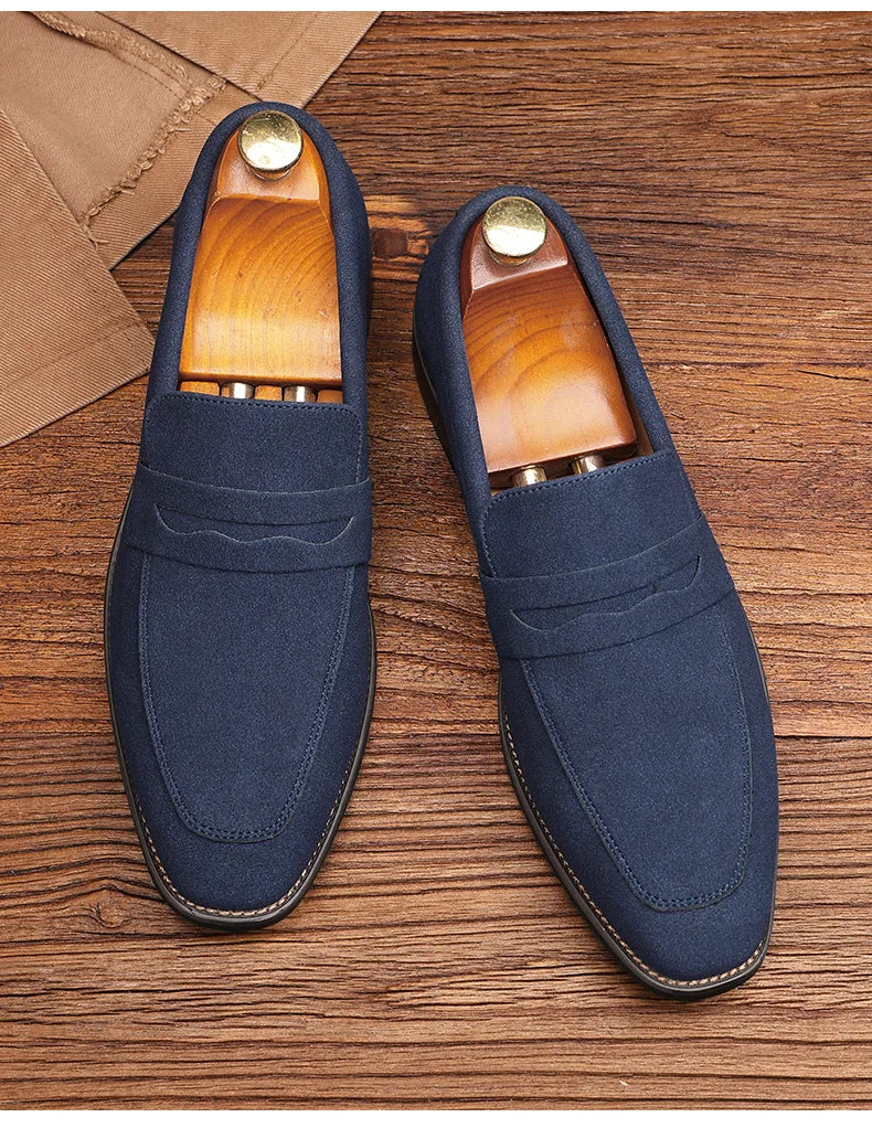 Men's Classic Retro Penny Loafers Moccasins Cow Suede Fashion Men's Leather Casual Shoes Mens Outdoor Driving Slip-on Flats