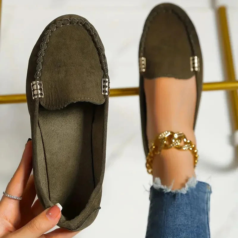 Women's Denim Flat Loafers: Comfortable Non-Slip Casual Shoes for Spring and Autumn.