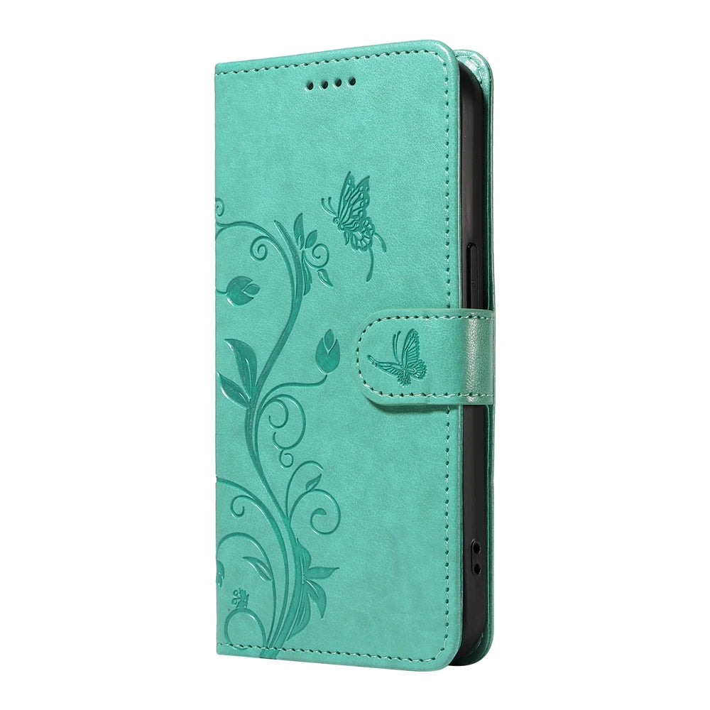 Magnetic Leather Wallet Flip Case for Samsung Galaxy S26 Plus Edge Ultra Phone Book Cover WIth Stand 3D Embossed Butterfly
