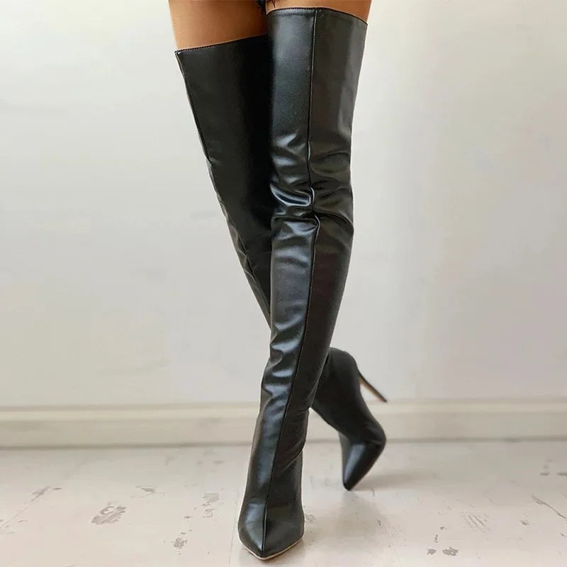 Women Boots New PU Sexy Over The Knee Long Boots Sexy Thin High Heel Boots Platform Women Shoes Zapatos Mujer Botas ladies