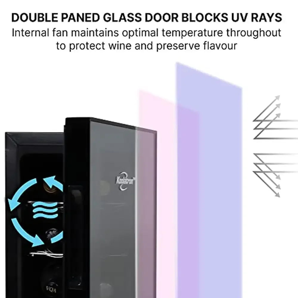 12 Bottle Urban Series Dual Zone Wine Cooler Touch Screen Thermoelectric Fridge Freestanding Cellar UV Protective Glass Door