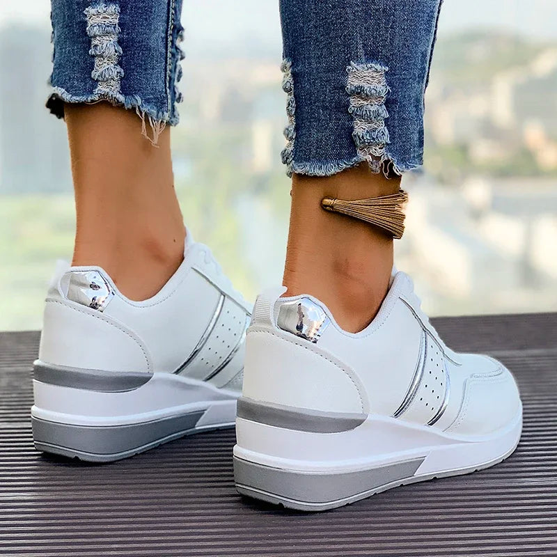 Women's White Wedge Sneakers Non Slip Comfortable Sports Sneakers for Women