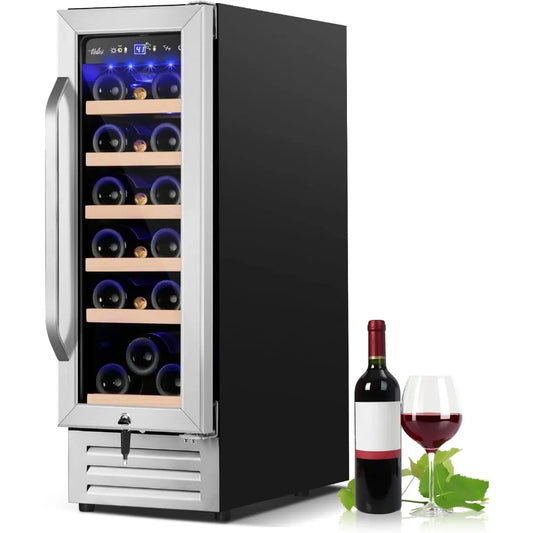 12 Inch Wine Refrigerator, 18 Bottles Wines Cooler with Upgraded Compressor, 41-72F, Fits Large Wine Bottles, Mini Wines Fridge