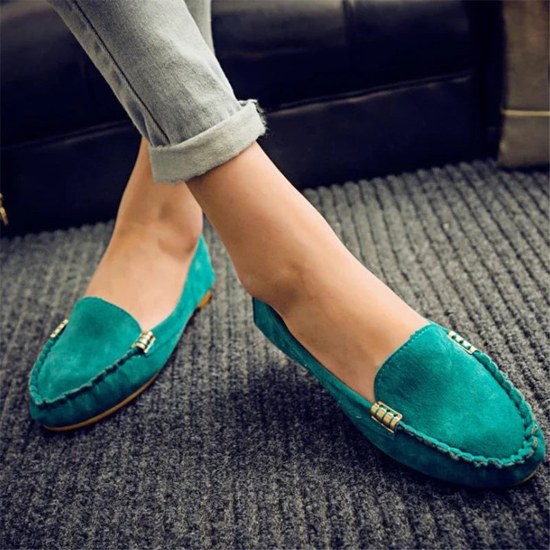 Women's Casual Spring and Autumn Flat Loafers Non-slip Soft Denim Flat Shoes