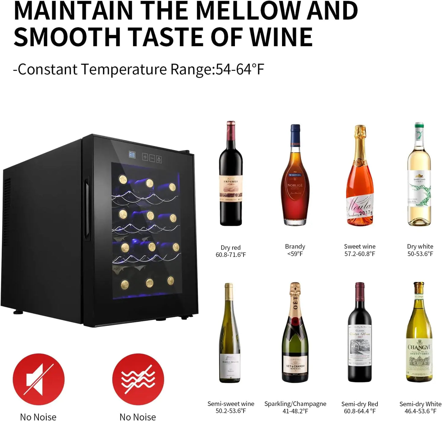 12 Bottle Wine Cooler Refrigerator, Compact Mini Wine Fridge with Digital Temperature Control Quiet Operation Thermoelectric Chi