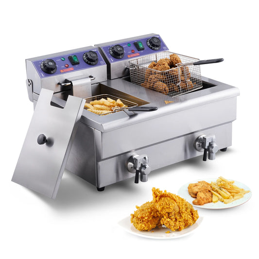 VEVOR  12L 5000W Electric Deep Fryer w/Dual Removable Tanks Commercial Countertop  Fryer for Chicken French Fries Frying Chips