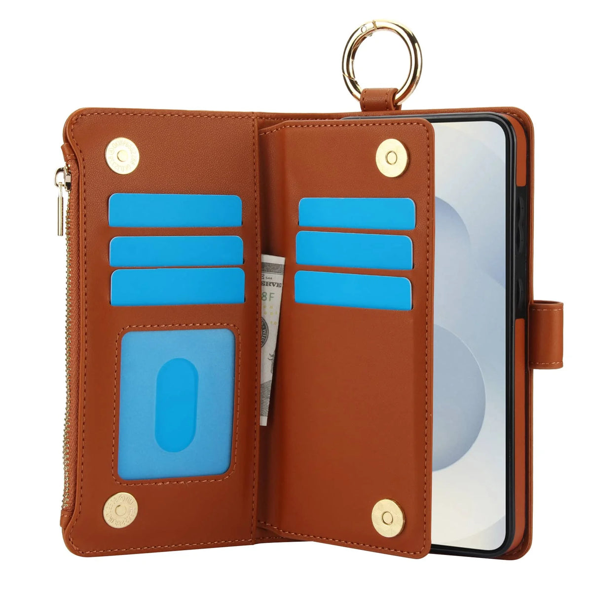 For Samsung Galaxy S26 Ultra/S26 Plus/S26 Wallet Case with Zipper Card Holder RFID Blocking, Flip Folio Book Shockproof Cover