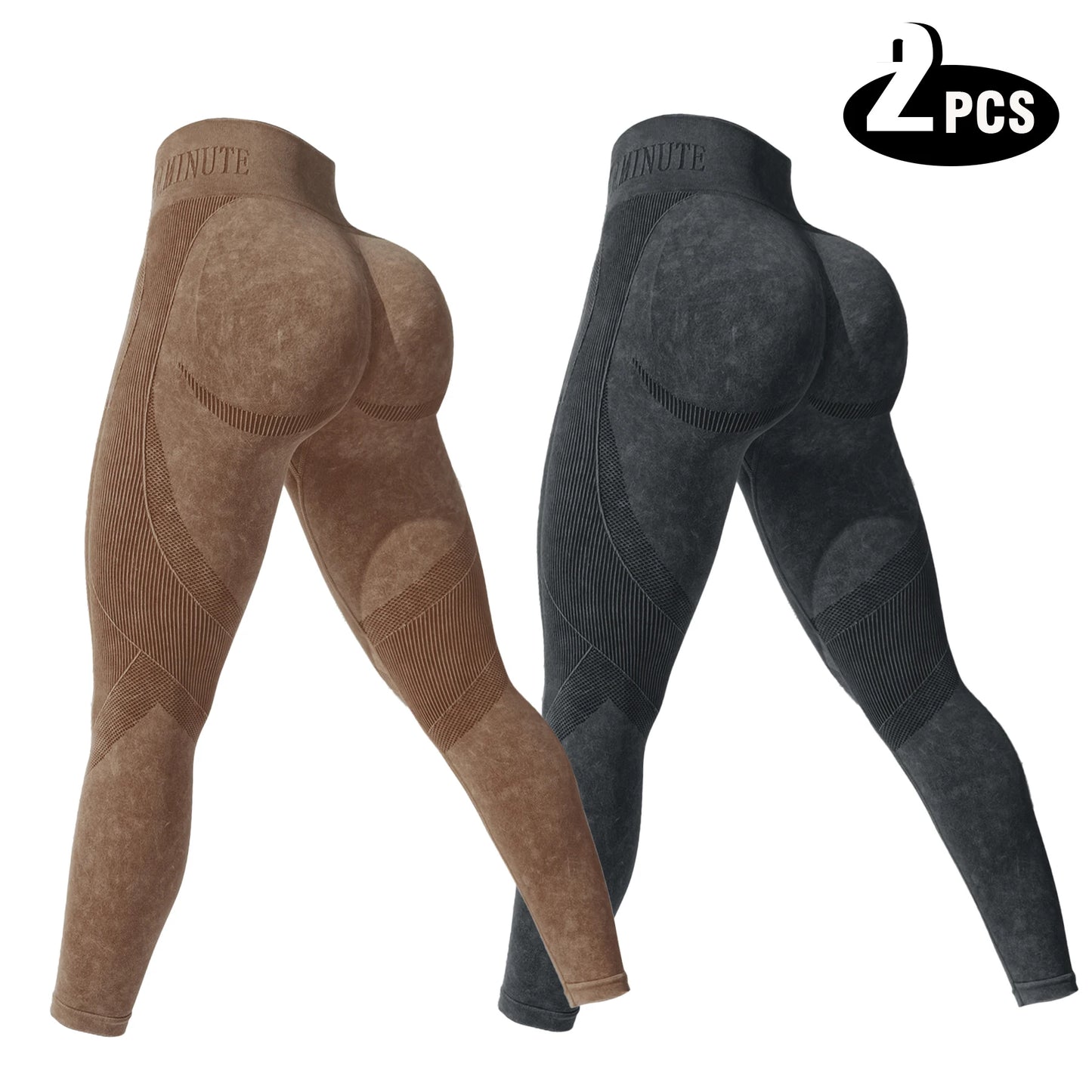 2 Pack Women's High Waisted Sexy Butt Lifting Seamless Solid Color Breathable Leggings