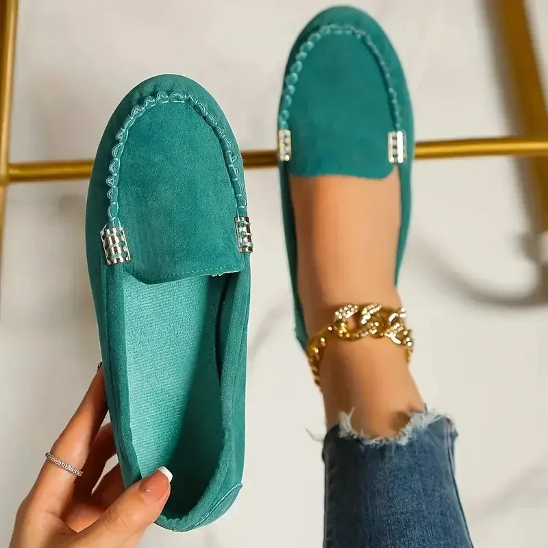Women's Denim Flat Loafers: Comfortable Non-Slip Casual Shoes for Spring and Autumn.