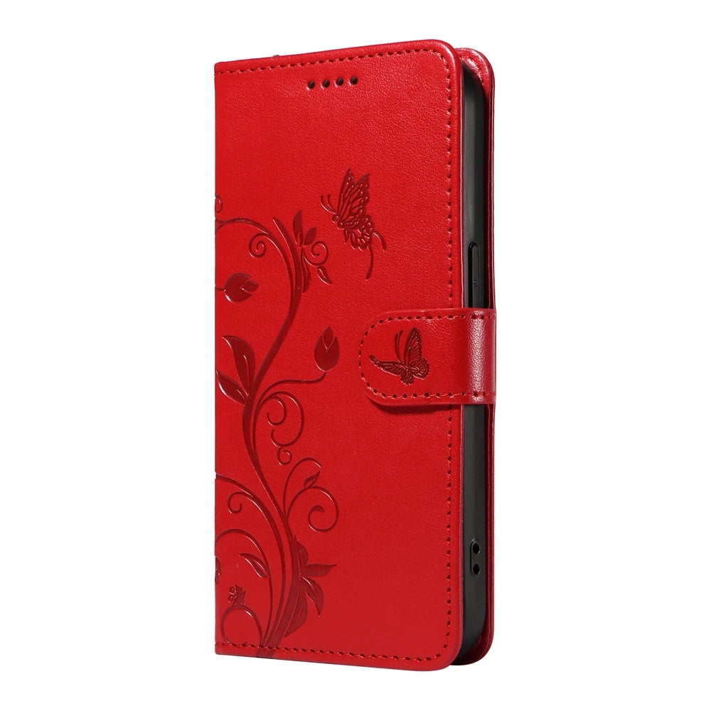 Magnetic Leather Wallet Flip Case for Samsung Galaxy S26 Plus Edge Ultra Phone Book Cover WIth Stand 3D Embossed Butterfly