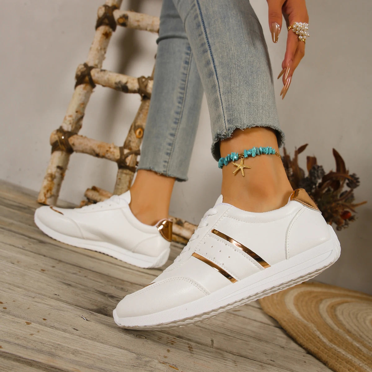 Women Sneakers Lightweight Platform Sneakers Women Leather Patchwork Casual Sport Sneakers for Outdoor Running