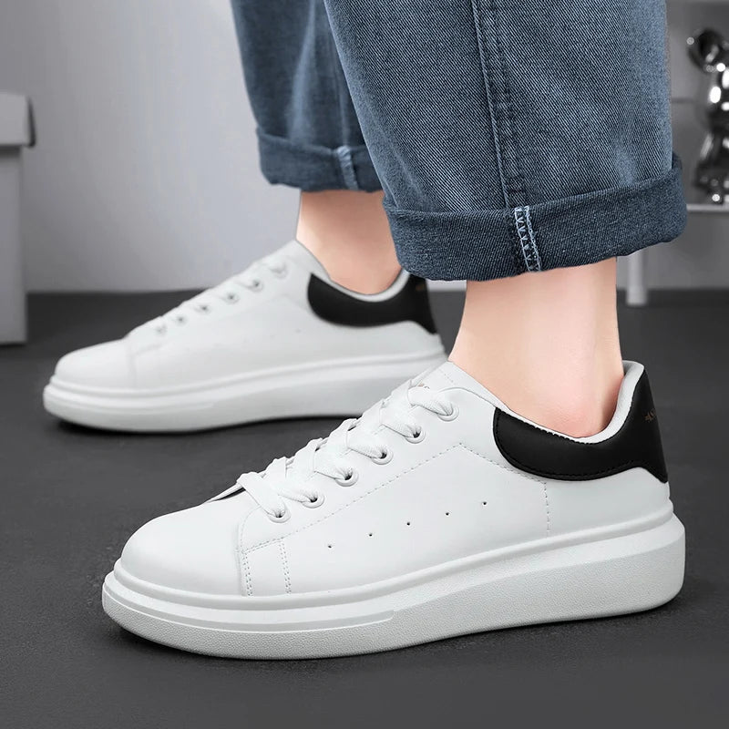 Classic Unisex Platform Sneakers – Premium Soft-Sole Construction, Timeless Black and White Aesthetic, and Maximum Comfort for Daily Casual Wear and Walking