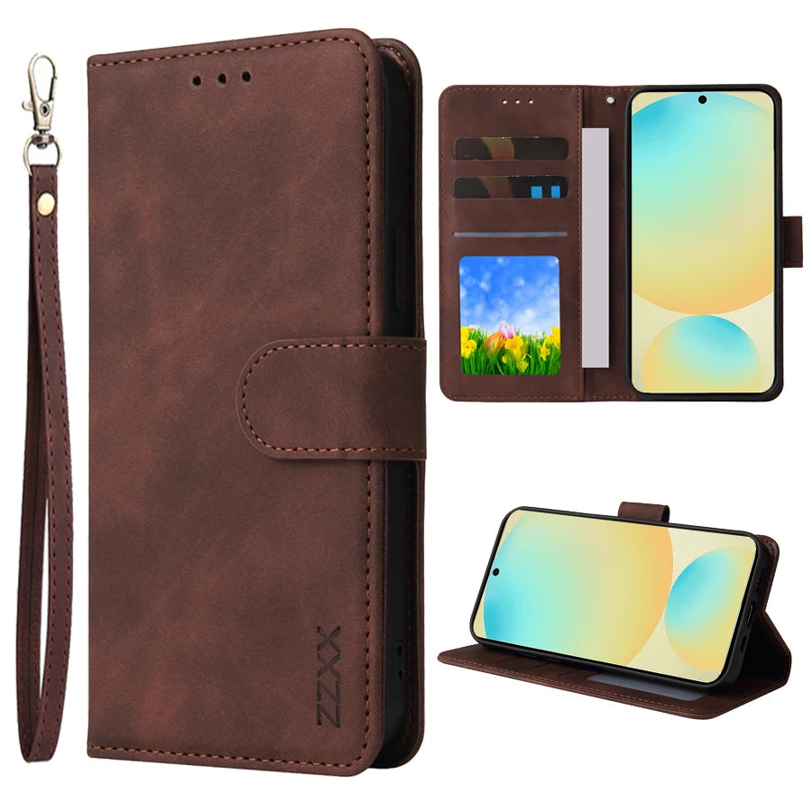 Wallet With Card Slot Bracket Magnetic Flip Leather Case For Samsung Galaxy S26 Ultra S26 Plus A37 A57 Anti-drop Cover