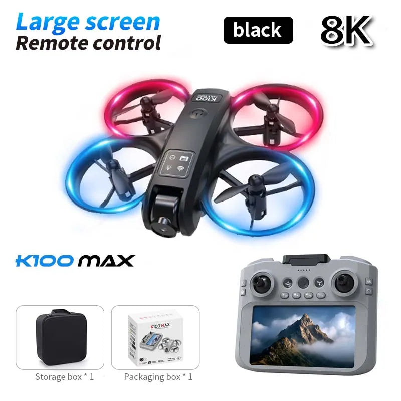 8K HD K100 MAX UAV Toy GPS Drones Large Screen Camera 5KM Range HD Dual Cameras Obstacle Avoidance Photography Quadcopter Gifts