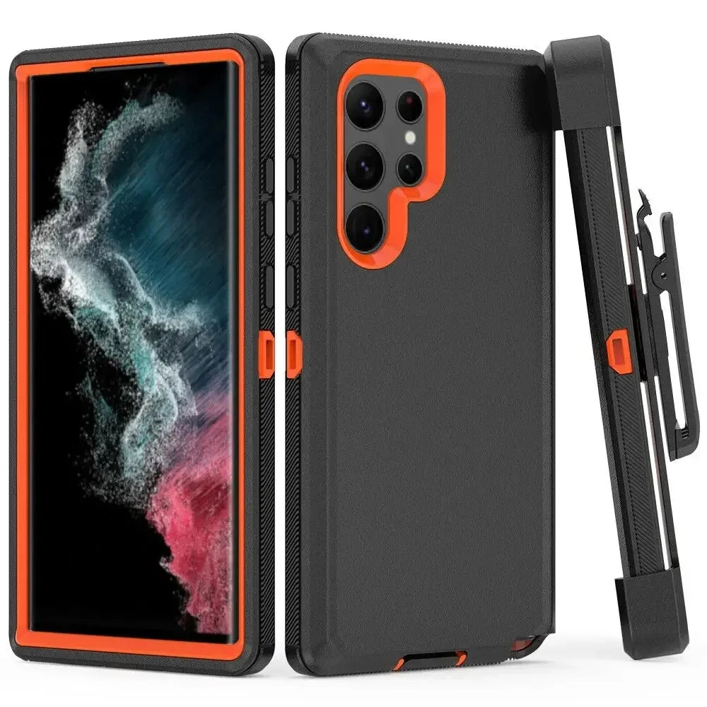 Armor Otter Case for Samsung Galaxy S26 S23 S22 S21 S20 S24 Ultra A17 A07 S25 edge Heavy Duty Shockproof +Belt Clip Box Case