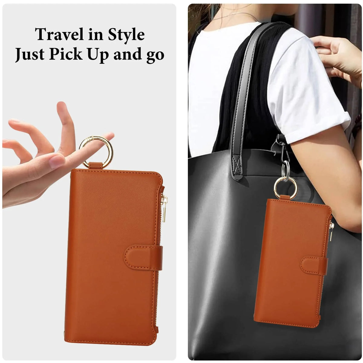 For Samsung Galaxy S26 Ultra/S26 Plus/S26 Wallet Case with Zipper Card Holder RFID Blocking, Flip Folio Book Shockproof Cover