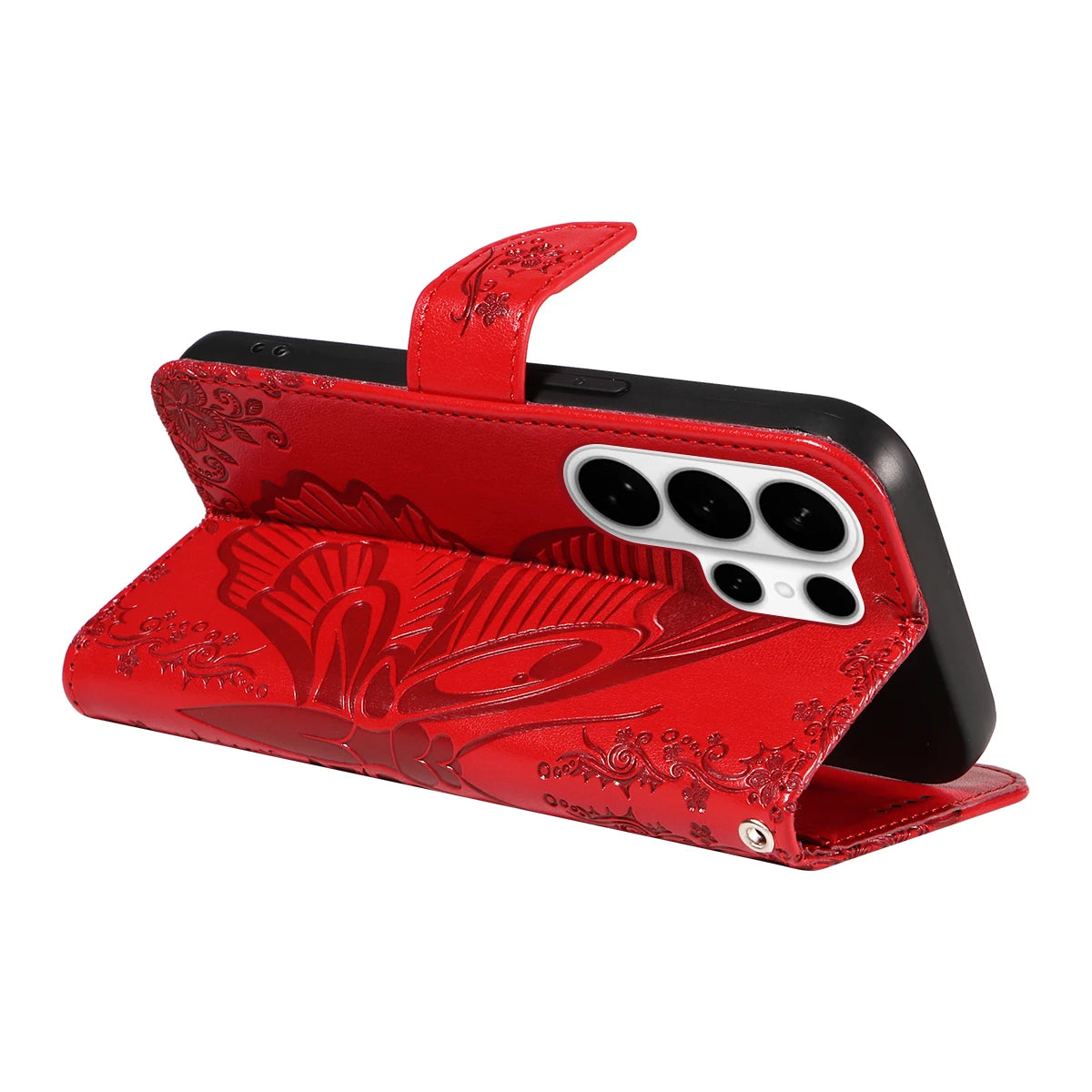 Magnetic Leather Wallet Flip Case for Samsung Galaxy S26 Plus Edge Ultra Phone Book Cover WIth Stand 3D Embossed Butterfly