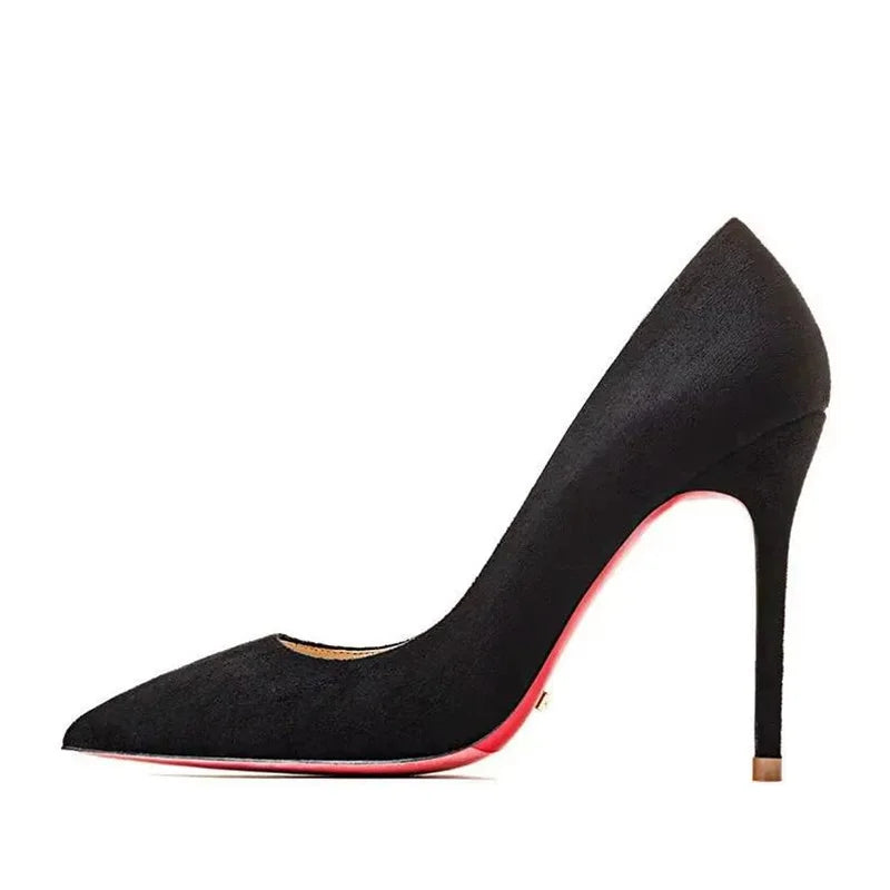 Plus Size High Heels Rubber Bottom Pointed Toe Spring Pumps