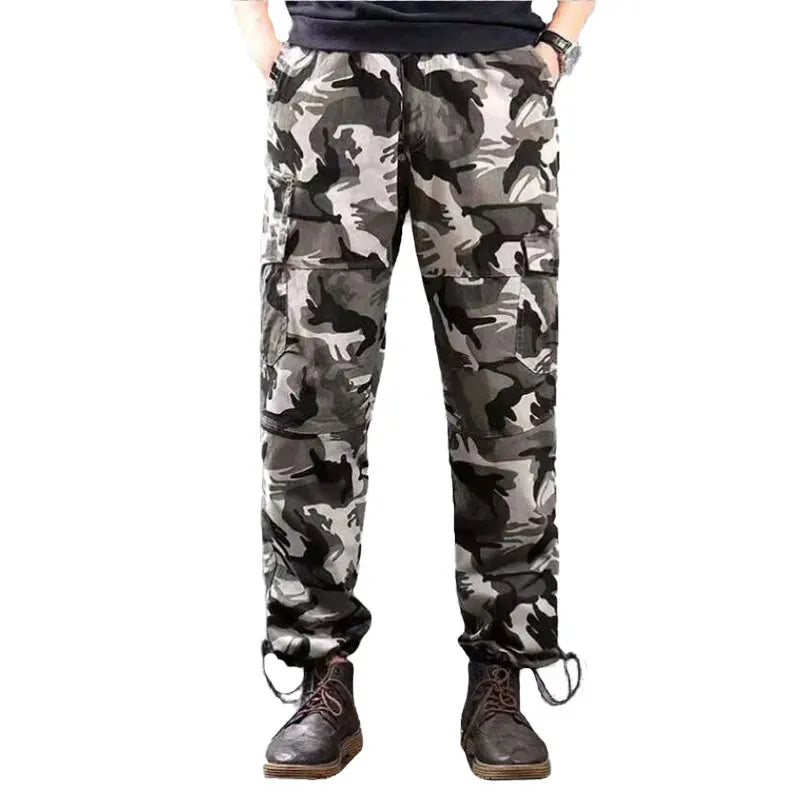 Spring Autumn Men Solid Cargo Pants Men Casual Multi Pockets Tactical Trousers Pants Men Cotton Joggers Camouflage Trousers Male