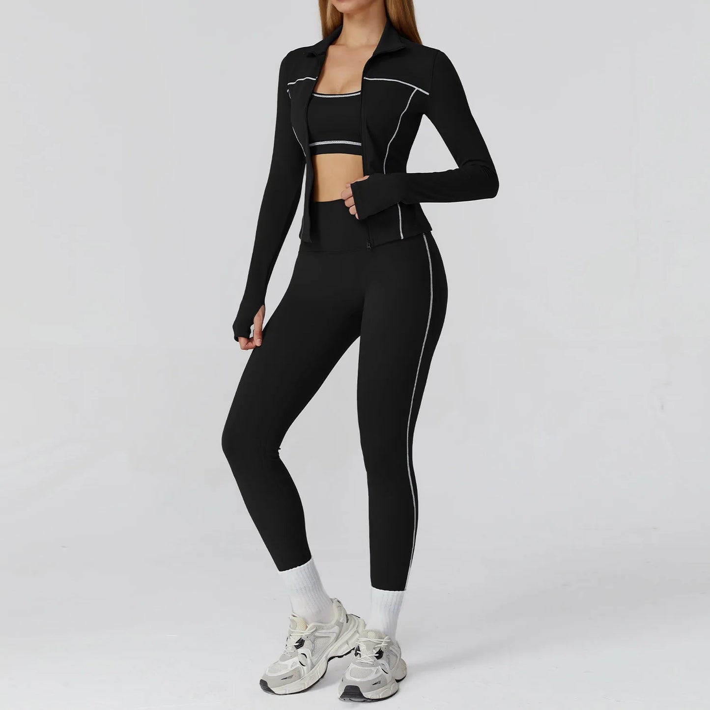Women Clothes Sports Outfits Yoga Set 2/3PCS Fitness Tracksuit Gym Legging Workout Long Sleeved Female Bra Yoga Suit Sportswear