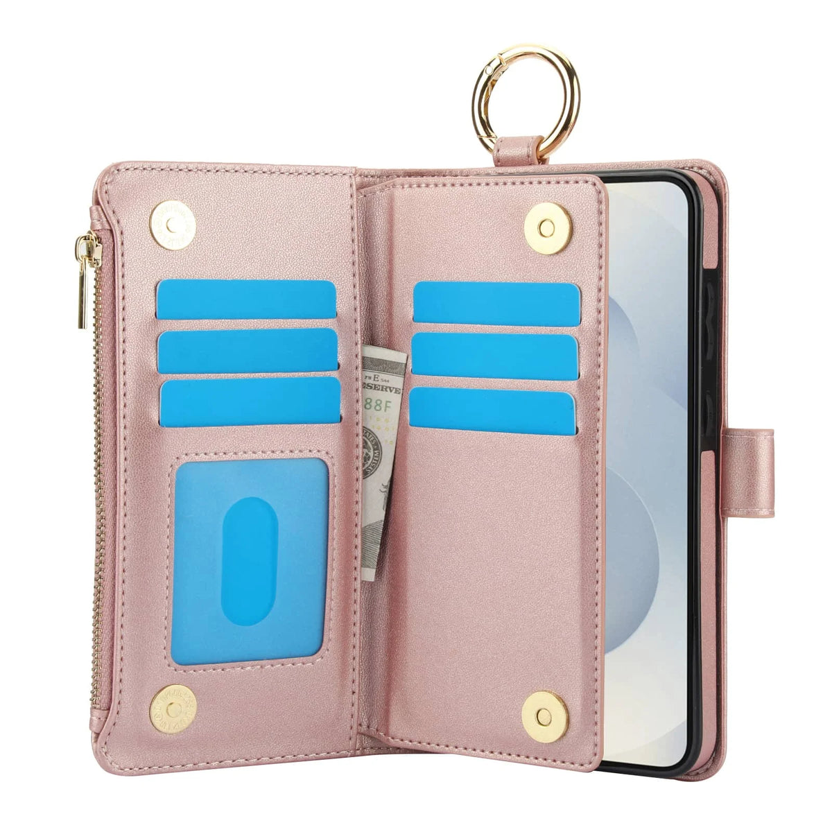 For Samsung Galaxy S26 Ultra/S26 Plus/S26 Wallet Case with Zipper Card Holder RFID Blocking, Flip Folio Book Shockproof Cover