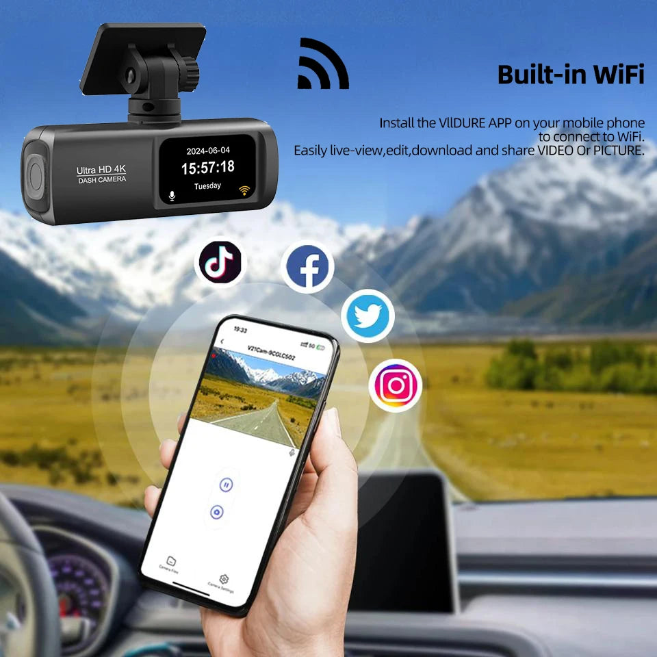 E-ACE 4K 1080P Car DVR 2 Cameras Lens Dash Camera Dual Lens Suppor Rearview Camera Video Recorder Auto Registrator Dash Cam