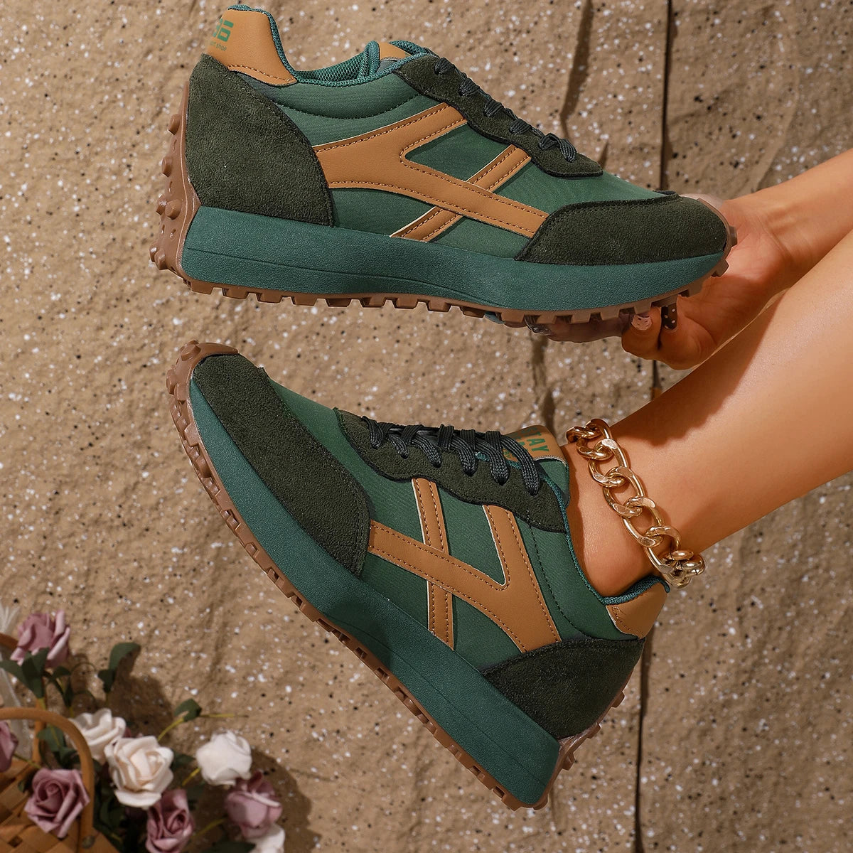 Women's Luxury Platform Sneakers – Lightweight, Anti-Slip Lace-Up Casual Sneakers