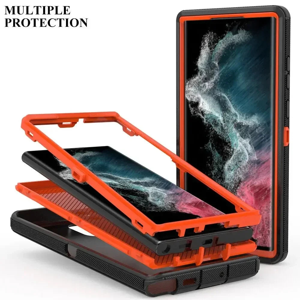 Armor Otter Case for Samsung Galaxy S26 S23 S22 S21 S20 S24 Ultra A17 A07 S25 edge Heavy Duty Shockproof +Belt Clip Box Case