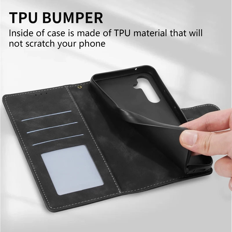 Wallet With Card Slot Bracket Magnetic Flip Leather Case For Samsung Galaxy S26 Ultra S26 Plus A37 A57 Anti-drop Cover