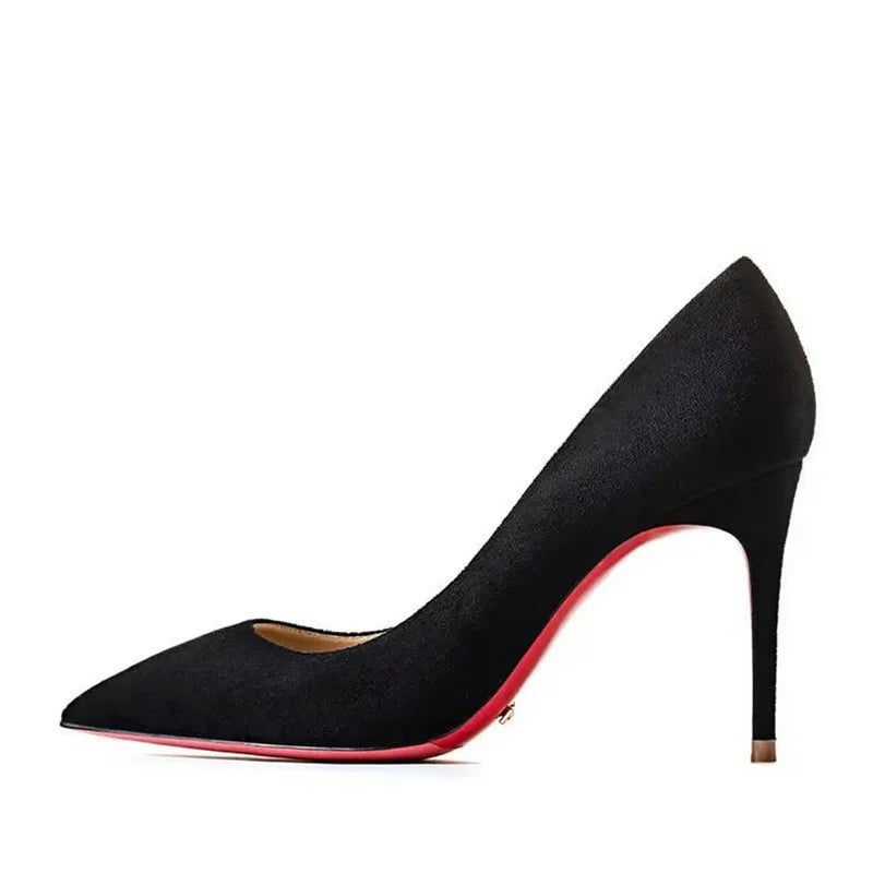 Plus Size High Heels Rubber Bottom Pointed Toe Spring Pumps