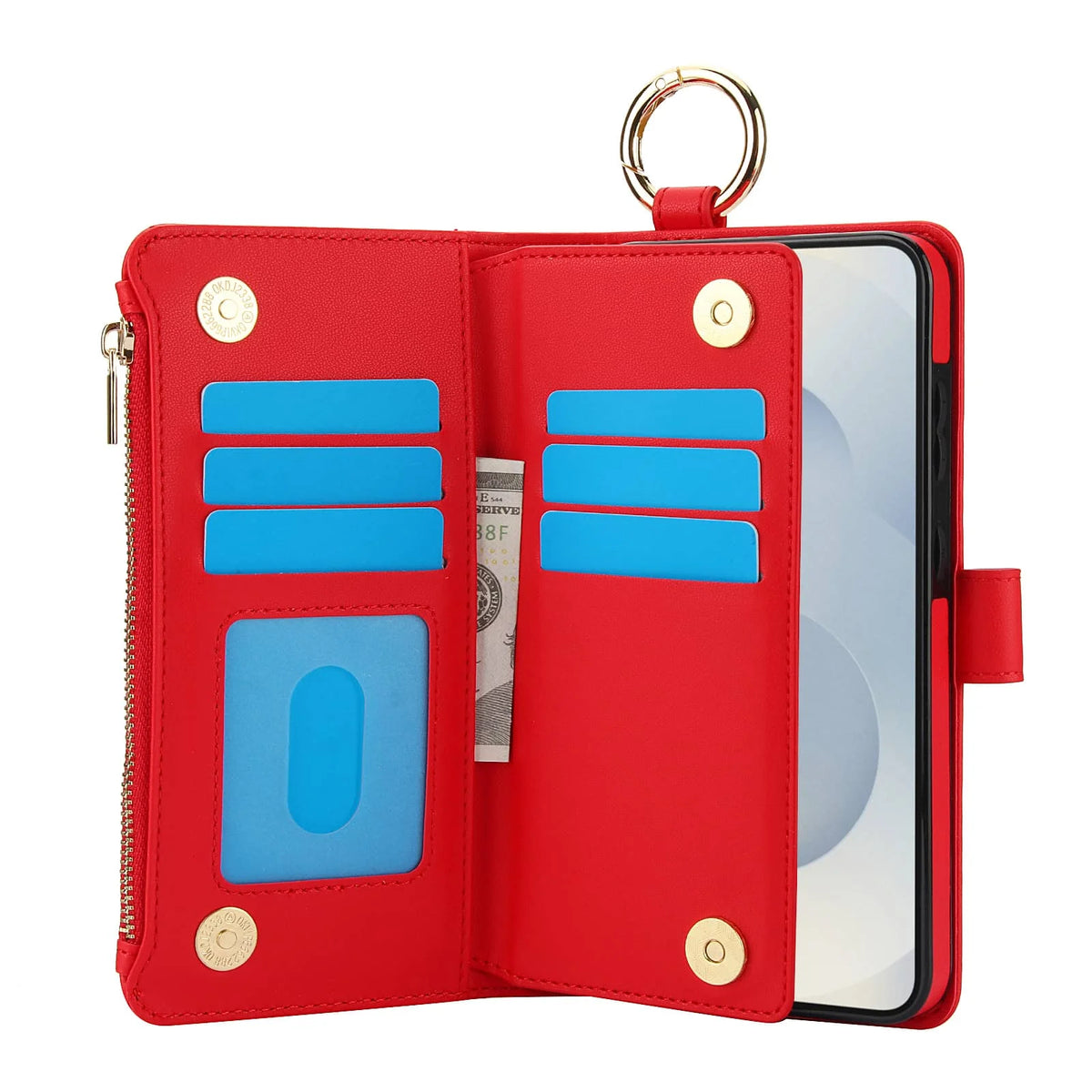 For Samsung Galaxy S26 Ultra/S26 Plus/S26 Wallet Case with Zipper Card Holder RFID Blocking, Flip Folio Book Shockproof Cover