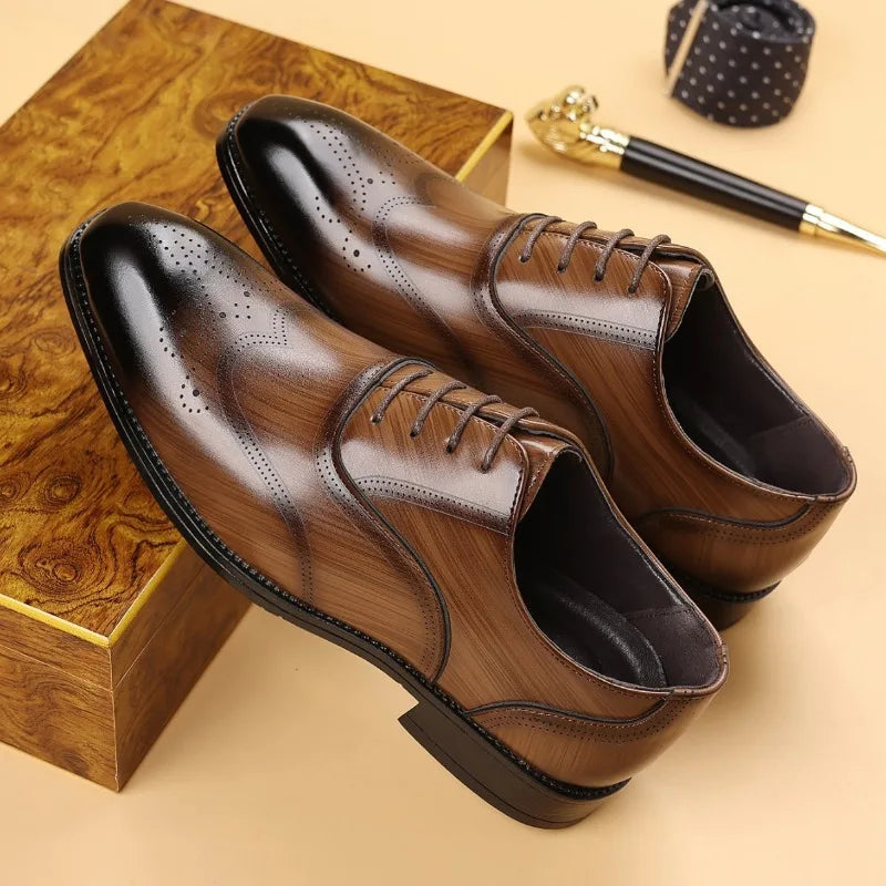 2026 Men Handmade Genuine Cow Leather Oxford Shoes Business Pointed Lace Up Men Wedding Shoes Formal Flats Black Plus Size 38-48