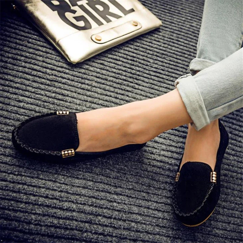Women's Casual Spring and Autumn Flat Loafers Non-slip Soft Denim Flat Shoes