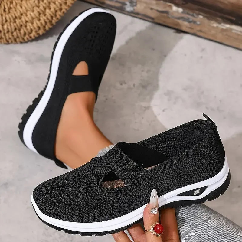 Women's Casual Solid Color Breathable Soft-Soled lightweight Walking Shoes,