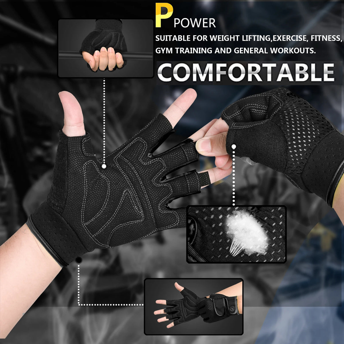 Workout Gym Gloves For Men Half Finger Exercise Fitness Gloves for Training