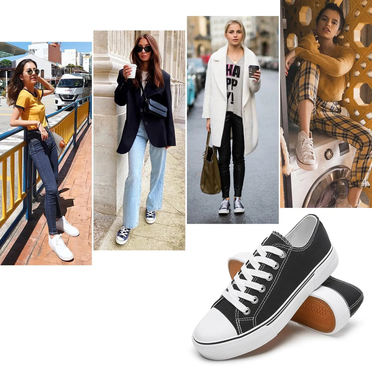 Women's Low-Top Canvas Sneakers – Breathable Casual Slip-On Flats