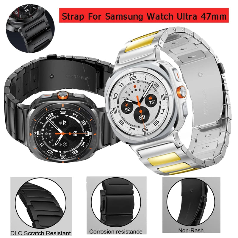 Stainless Steel Strap For Samsung Galaxy Watch Ultra 47mm No Gaps Replacement Bracelet For Samsung Galaxy Watch 7 Ultra 47mm